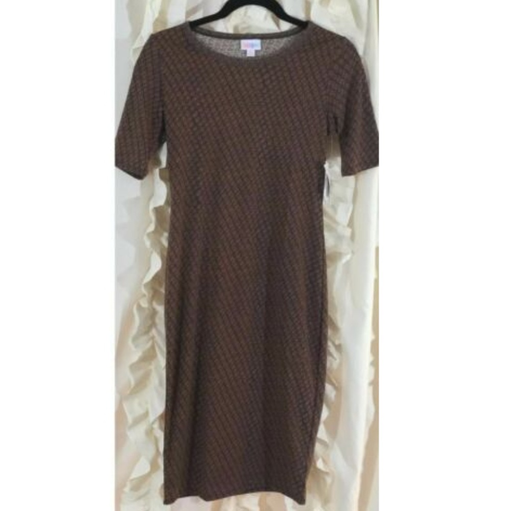 LuLaRoe Julia Pencil Dress Brown Tan XS